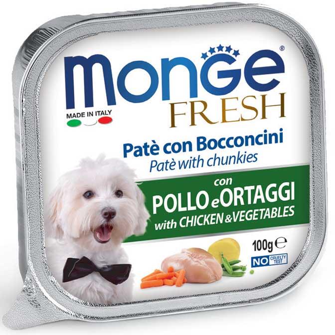 Monge Dog Fresh вологий корм для собак усіх порід, паштет курка з овочами, 0.1 КГ 5 шт.