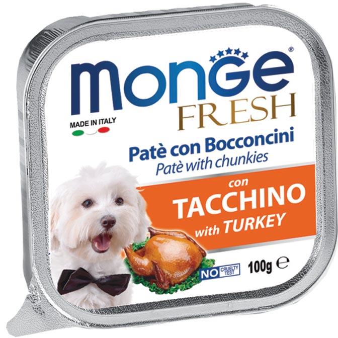 Monge Dog Fresh вологий корм для собак усіх порід, паштет з індичкою, 0.1КГх32ШТ