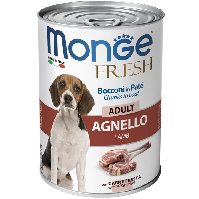 Monge Dog Fresh вологий корм для собак усіх порід, паштет ягня, 0.4КГх24ШТ