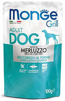 Monge Dog Grill влажный корм для собак, кусочки в соусе с треской, 0.1КГх24ШТ