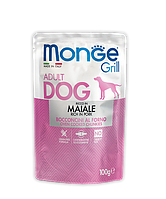 Monge Dog Grill влажный корм для собак, кусочки в соусе со свининой, 0.1КГх24ШТ