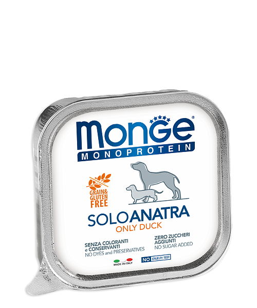 Monge Dog Solo вологий корм для собак, паштет 100% качка, 150 гр 24 шт