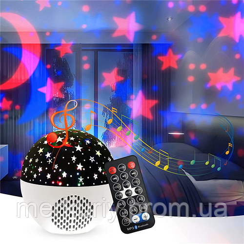 Диско куля музичний проектор зоряного неба нічник з колонкою STAR BALL Bluetooth акумуляторний з MP3, USB