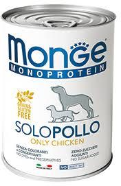 Monge Dog Solo вологий корм для собак, паштет 100% курка, 400 гр 24 шт