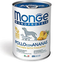 Monge Dog monoproteine solo fruit влажный корм для собак, паштет курица с ананасом, 0.4КГх24ШТ