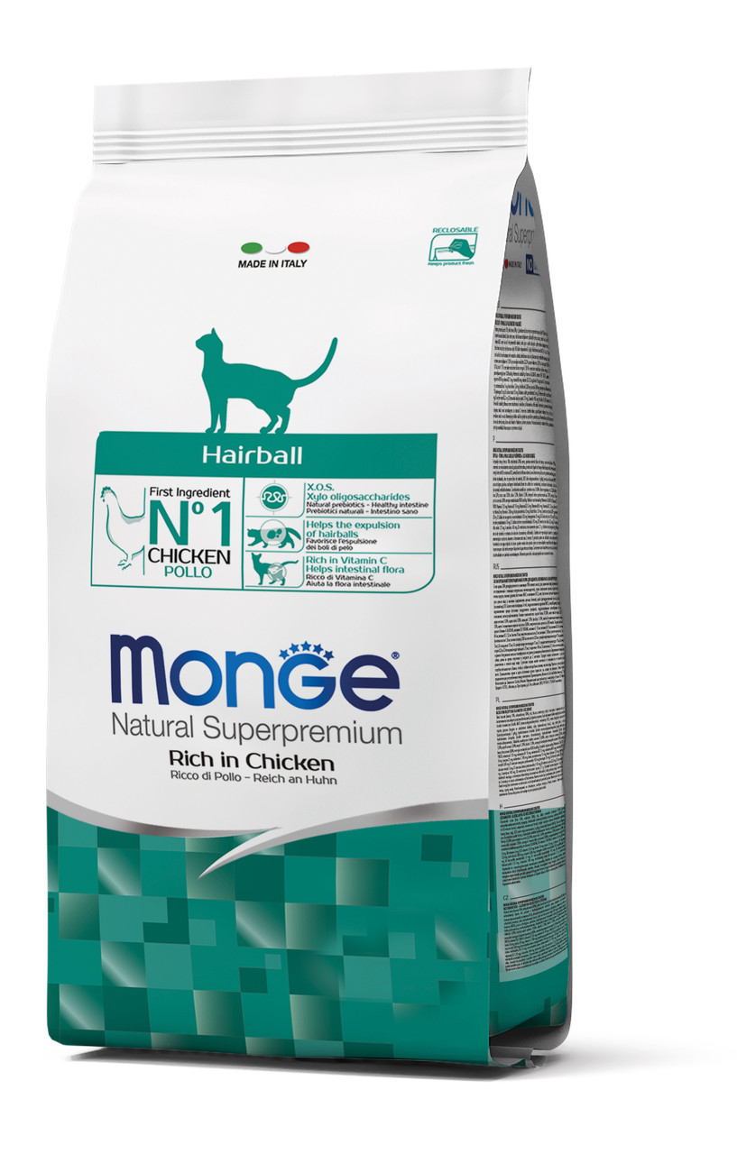 Monge Cat Hairball сухий корм для домашніх котів від грудок шерсті в шлунку, курка 1.5КГ