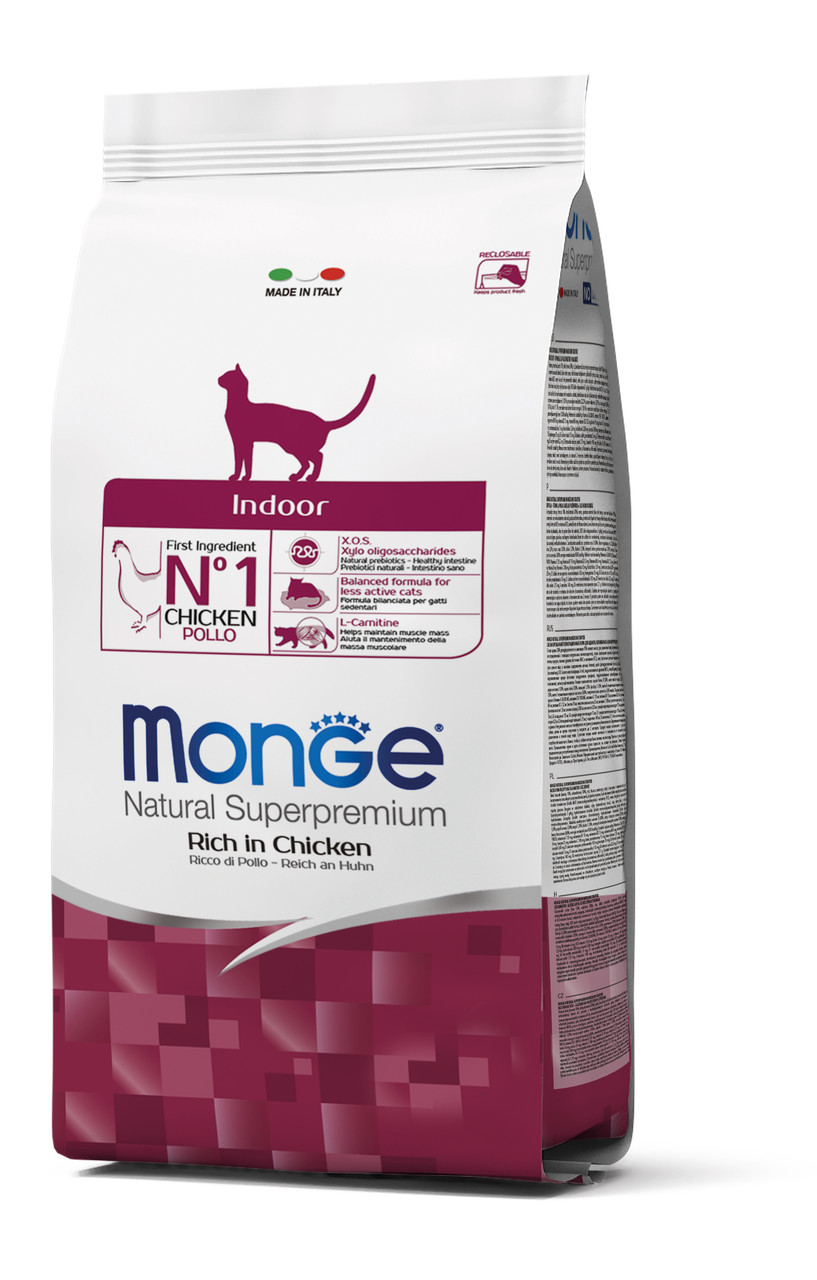 Monge Cat Indoor сухий корм для домашніх котів, профілактика ожиріння, курка 1.5КГ