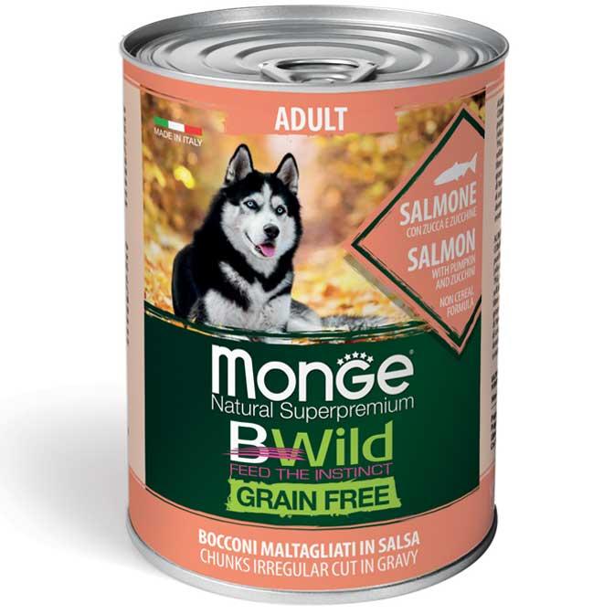 Monge Dog BWILD GR.FREE All breeds Adult вологий корм для собак усіх порід, лосось гарбуз цукіні 400 гр 24 шт
