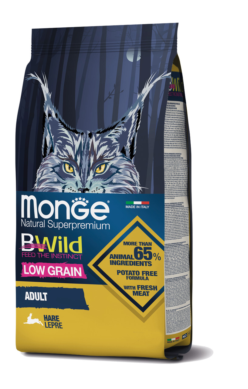 Monge Cat Bwild Low Graine Adult сухий корм для дорослої кішки м'ясо зайця 1.5КГ