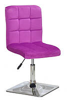 Стілець Augusto 4-CH-Base оксамит бузок B-1022 на хромованій квадратній опорі з регулюванням висоти, фото 2