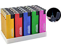 Запальничка пластикова в металевому корпусі Lighter Кольорове (гостре полум'я)