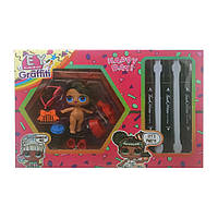 Дитяча лялька "LQL" EY2413 з маркерами  Брюнетка в червоному платті