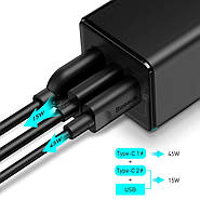 Мережевий зарядний пристрій Baseus 65 W GaN 2 Pro Quick Charge (2 Type-C + 1 USB) + кабель Type-C 100 W (чорний), фото 5