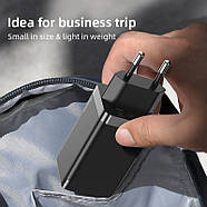 МЗП блочок для швидкої зарядки BASEUS 65W GaN5 Pro Fast Charger (2 Type-C + USB) + кабель Type-C (чорний), фото 7