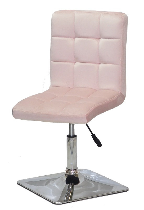 Стілець Augusto 4-CH-Base оксамит рожевий B-1021 на хромованій квадратній опорі з регулюванням висоти, фото 1