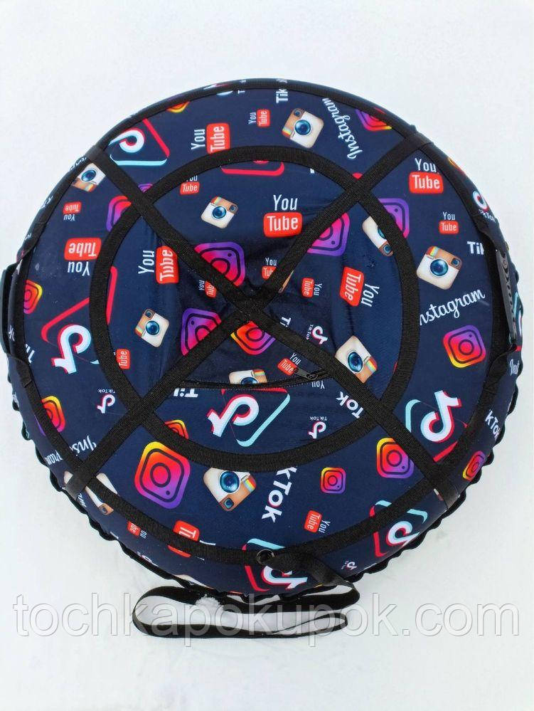 Тюбінг 100 см (плюшка, таблетка, надувні санки) для катання з камерою та ручками (різні кольори в наявності), фото 1