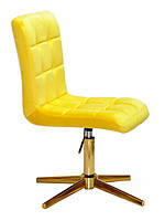 Стілець Augusto GD-Modern Base велюр жовтий B-1027, на золотій хрестовині на стопах, з регулюванням висоти, фото 4