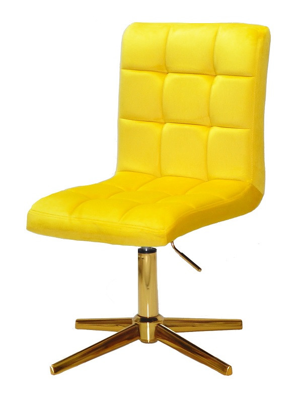 Стілець Augusto GD-Modern Base велюр жовтий B-1027, на золотій хрестовині на стопах, з регулюванням висоти, фото 1