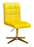 Стілець Augusto GD-Modern Base велюр жовтий B-1027, на золотій хрестовині на стопах, з регулюванням висоти, фото 2