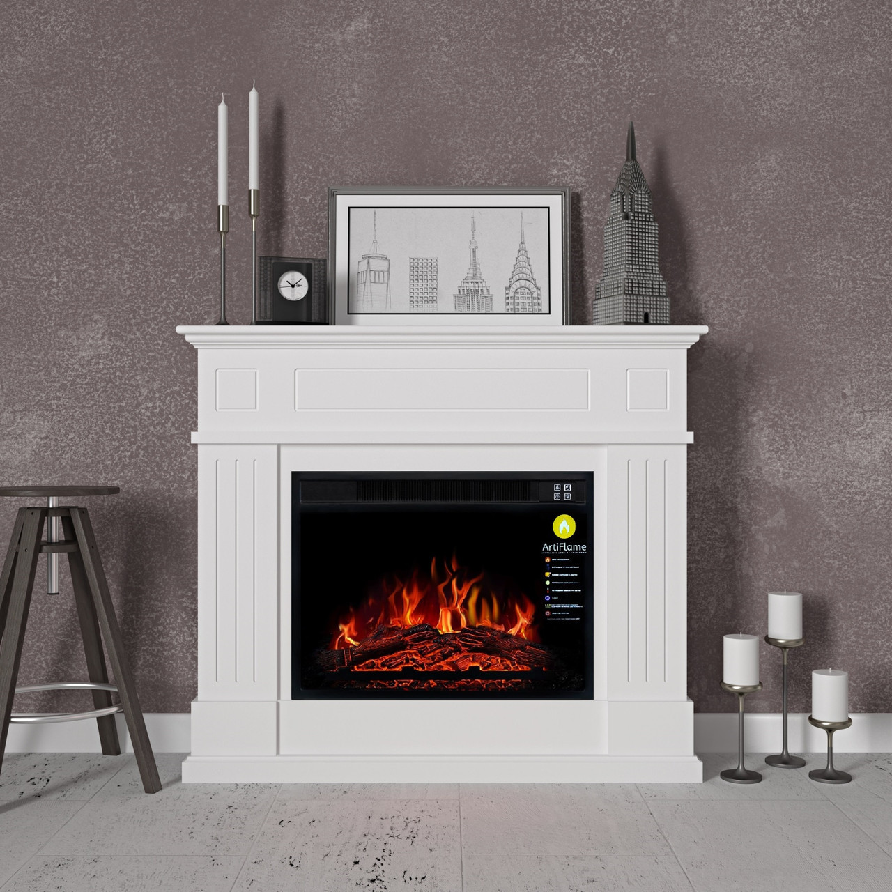 Камінокомплект ArtiFlame LAURITZ AF23S білий б'янко (зі звуком)