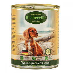 Baskerville консервований корм для собак, півень з рисом і цукіні,800гр