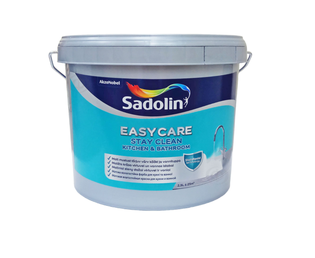 Акриловая краска Sadolin EasyCare Kitchen&Bathroom влагостойкая, 2,5 л, белая - фото 1 - id-p1572730333