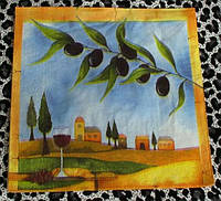 Серветка для декупажу або сервірування столу "Краєвид з оливковою гілкою". 33х33