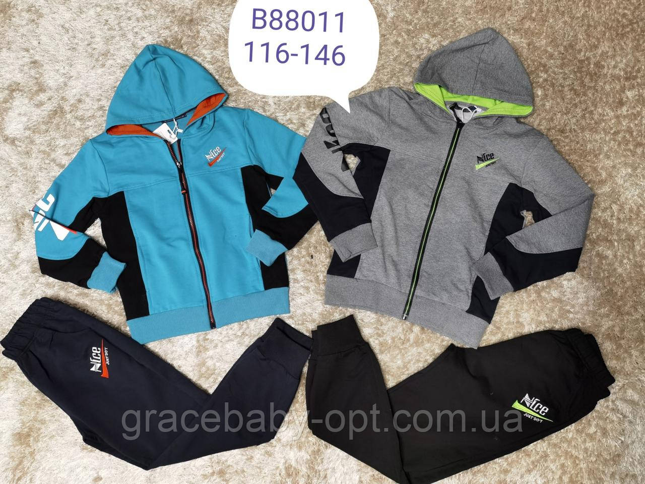Трикотажний костюм 2 в 1 для хлопчика оптом, Grace, 116-146 см, № B88011