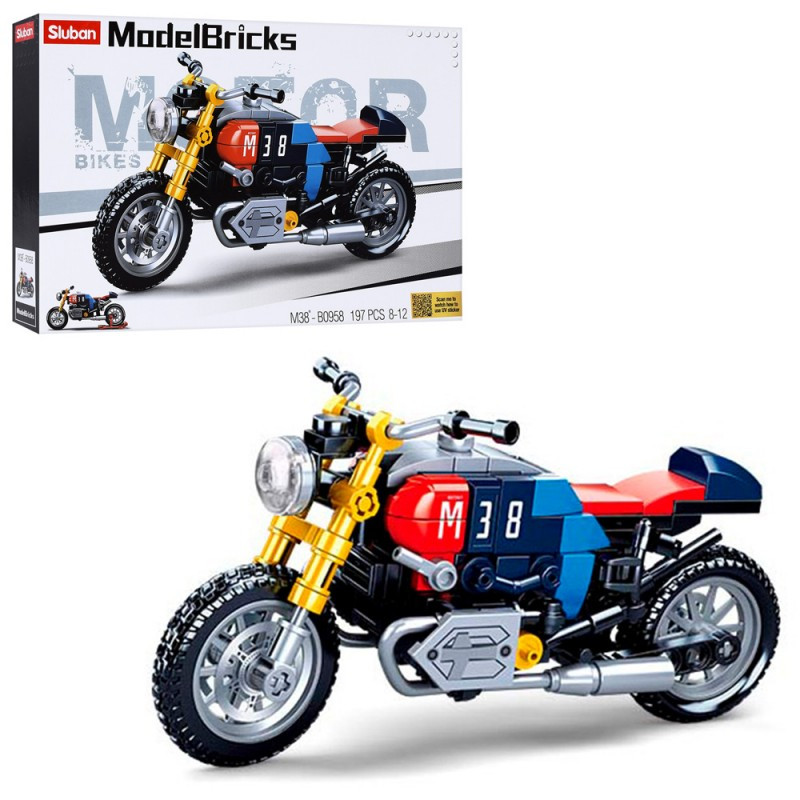 Конструктор SLUBAN M38-B0958 "Model Bricks" мотоцикл, 15,9 см, 197 деталей
