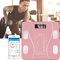 Ваги електронні підлогові SmartLife Body Fat Scale, Рожеві розумні ваги з блютуз | весы напольные