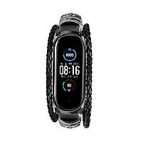 Ремінець вінтажний для фітнес-браслета Xiaomi Mi Band 5 і 6 Type D Black-black, фото 4