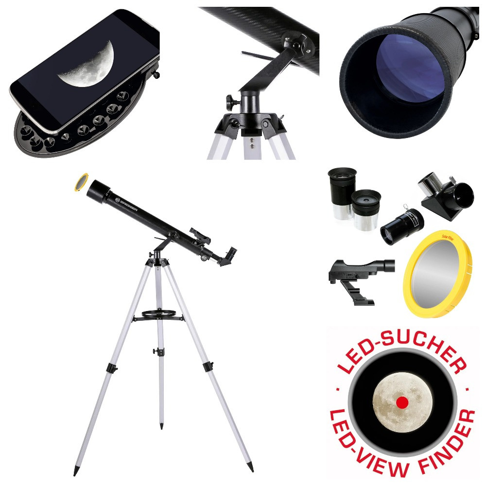 Телескоп-рефрактор Bresser Arcturus 60/700 AZ Carbon | З сонячним фільтром і адаптером для смартфону