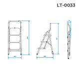 Стрем'янка сталева, 3 сходини, 380*260 мм, висота - 1145 мм INTERTOOL LT-0033, фото 7