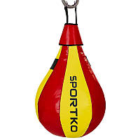 Груша боксерская подвесная SPORTKO с подвесами Украина GP-3 красный-желтый