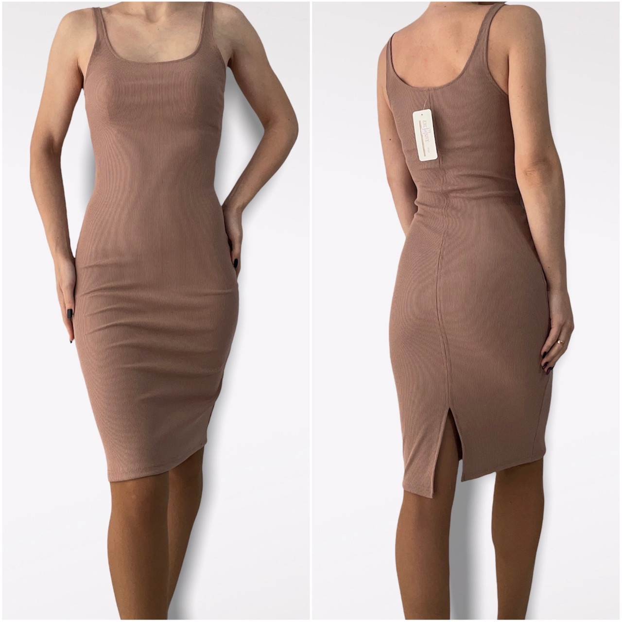 Базове плаття в рубчик мод.No 98 беж