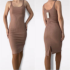 Базове плаття в рубчик мод.No 98 беж