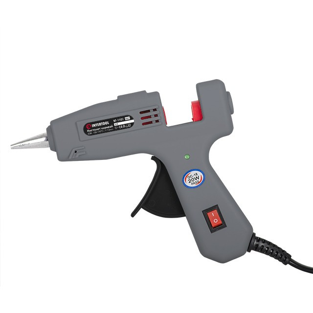 Пістолет клейовий 20(65) Вт, 230 В, 180-195 °C під стрижні 7-7.5 мм, 5-13 г/хв. INTERTOOL RT-1101, фото 1
