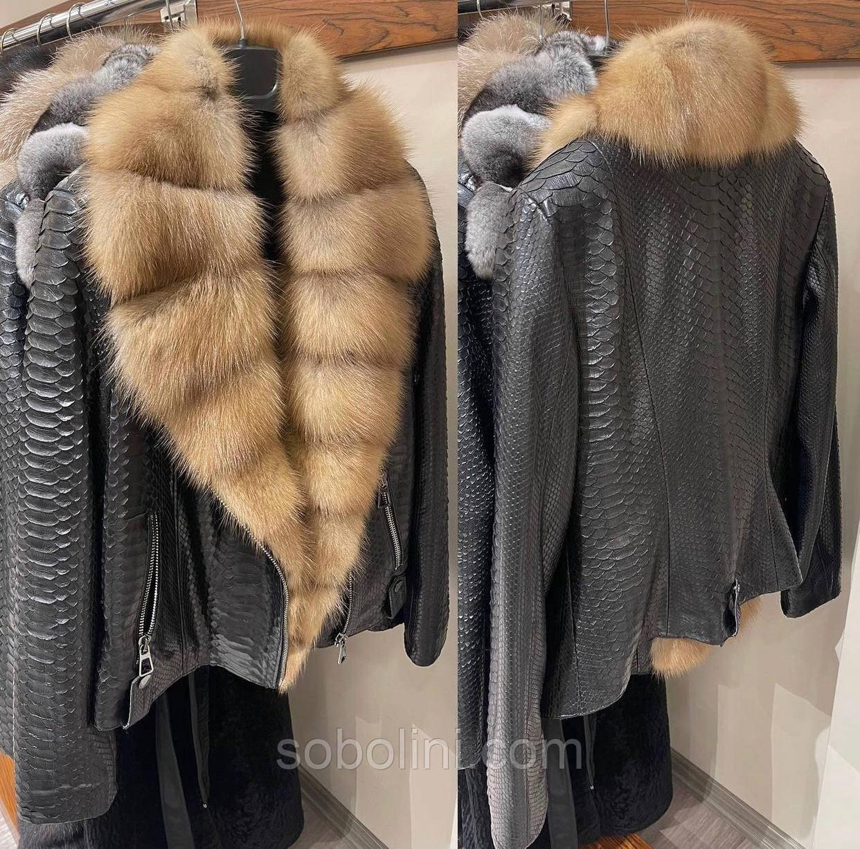 Куртка шкіряна з хутром куниці, фото 1