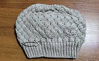 Зимняя шерстяная шапка с шикарной брошью со стразами Kinga Польша серый