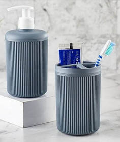 Дозатор для рідкого мила та Склянка для аксесуарів для ванної Сірий