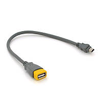 Кабель USB 2.0 AF / Mini-B OTG, 0.3 m, прозорий синій, Q300