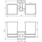Стакан для зубних щіток підвісний TOPAZ TКВ 9928A 000021236 хром скло подвійний 103512, фото 2