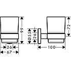 Стакан для зубних щіток підвісний HANSGROHE LOGIS 41718000 хром скло 112051, фото 2