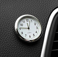 Автомобильные часы в решетку воздуховода или на скотч к поверхности - БЕЛЫЙ ЦИФЕРБЛАТ