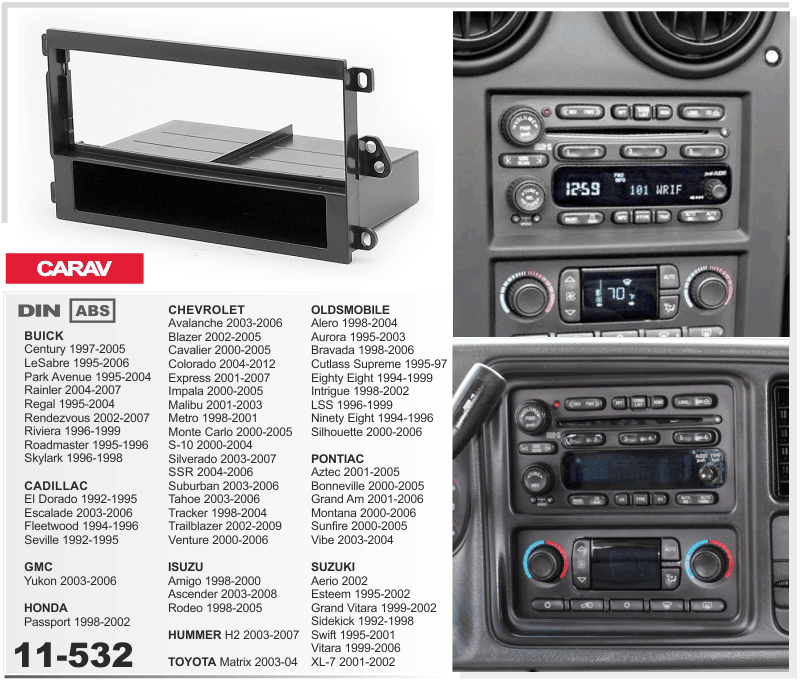 1-DIN переходная рамка HONDA Passport 1998-2002 TOYOTA Matrix 2003-2004, (with pocket), CARAV 11-532 - фото 1 - id-p273963677