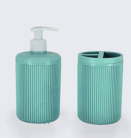 Дозатор для рідкого мила та Склянка для аксесуарів для ванної Бірюзовий