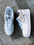 Жіночі кросівки Nike Air Force 1 White Black 3D low | Найк Аір Форс 1 Білі Чорні 3Д, фото 5
