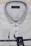 Батальна чоловіча біла сорочка Passero vd-0117 однотонна класична Туреччина з довгим рукавом, ошатна 5XL