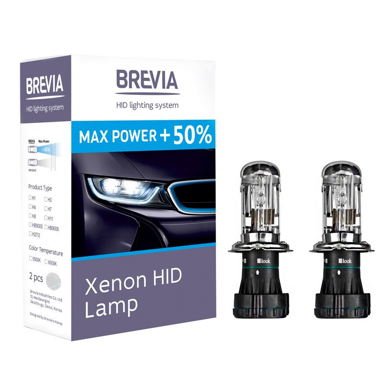 Ксеноновые лампы для фар автомобиля H4 Brevia Max Power +50% - фото 2 - id-p1241628246