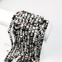 Бусини Агат Чорний Африканський 46 шт. кулька 8 мм з гранкою